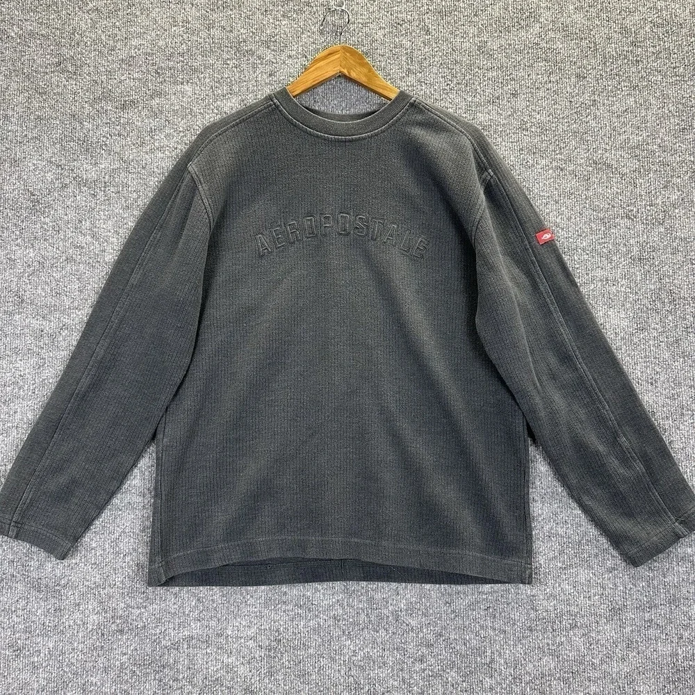 Aeropostale Sweatshirt Mens Medium Gray Crewneck Long Sleeve‎ Pullover Logo